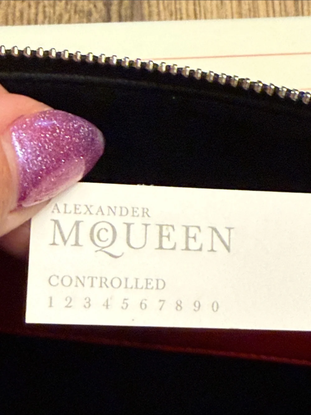 Alexander McQueen Black Leather Wrist Pouch with Zip Pull